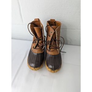 L.L. Bean Boots Brown Rubber Leather Rain Snow Made In USA womens 7 Vintage